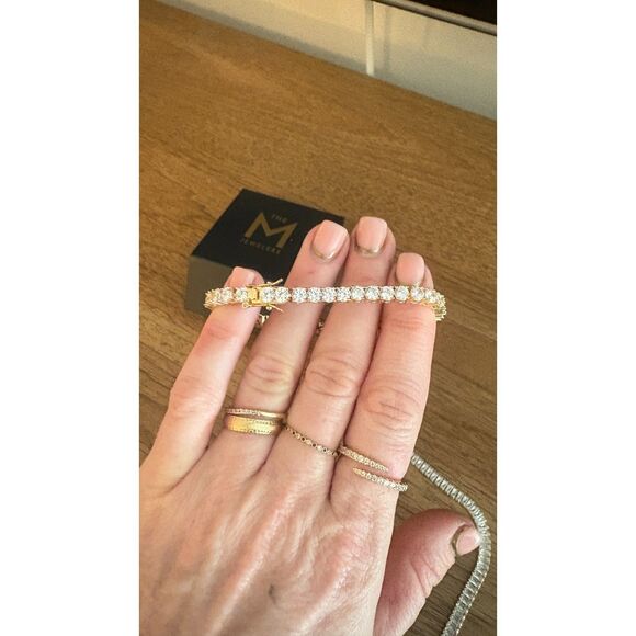 The M Jewelers THE PAVE' TENNIS BRACELET Gold Vermeil Tennis Necklace - Picture 4 of 5